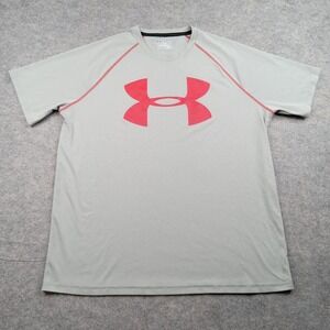Under‎ Armour Shirt Mens Large Gray HeatGear Loose Fit Athletic Short Sleeve Gym